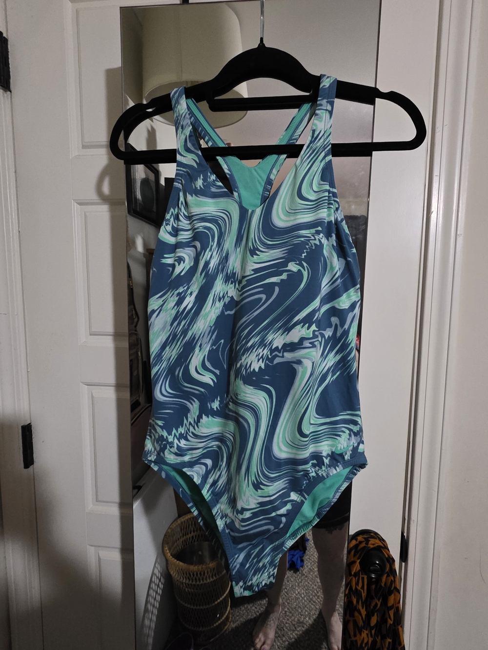 Nike Blue-Green Swirl One-Piece Swimsuit